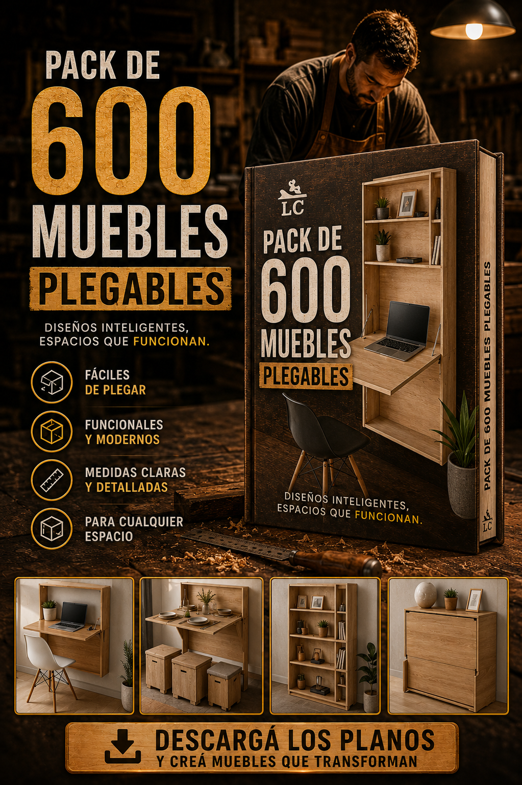 Fabrica Muebles Plegables de Pino - Pack +600 planos!