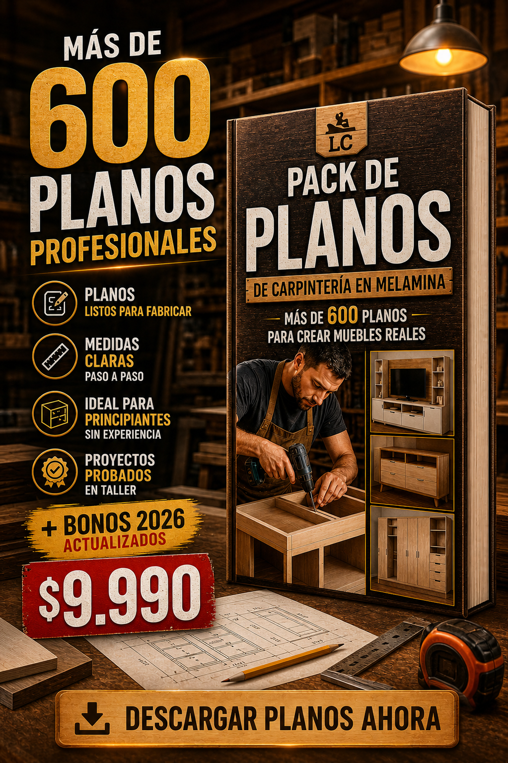 Pack de +600 Planos Para Fabricar Muebles de Melamina e Industriales + VIDEOS